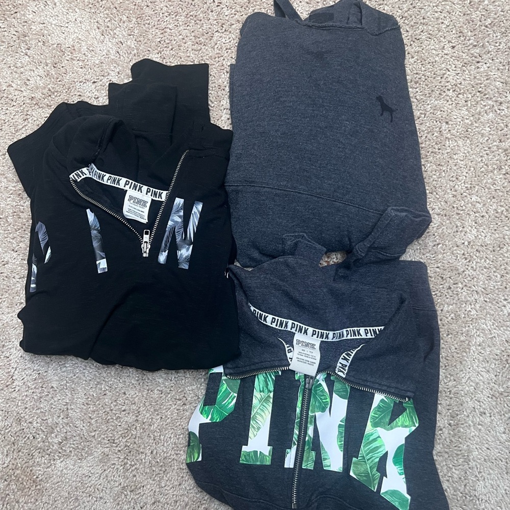 Victoria Secret PINK sweatshirts BUNDLE of 3